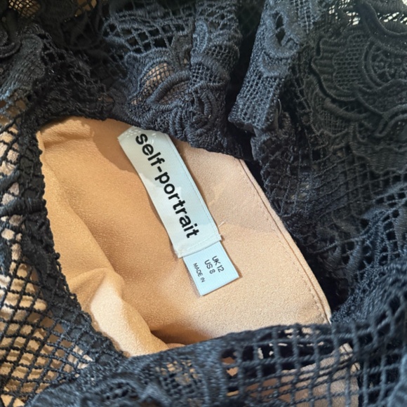 Self-Portrait Black and Cream Flutter Sleeve Cocktail Dress - Picture 5 of 9